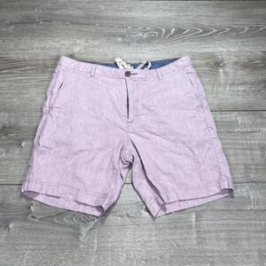 Faherty Shorts Mens 33 Pink Linen Drawstring Tailored Summer Casual Lightweight